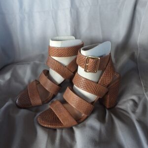 Elegant Brown Strappy Vionic Chardonnay Block Heel Sandals Sz7